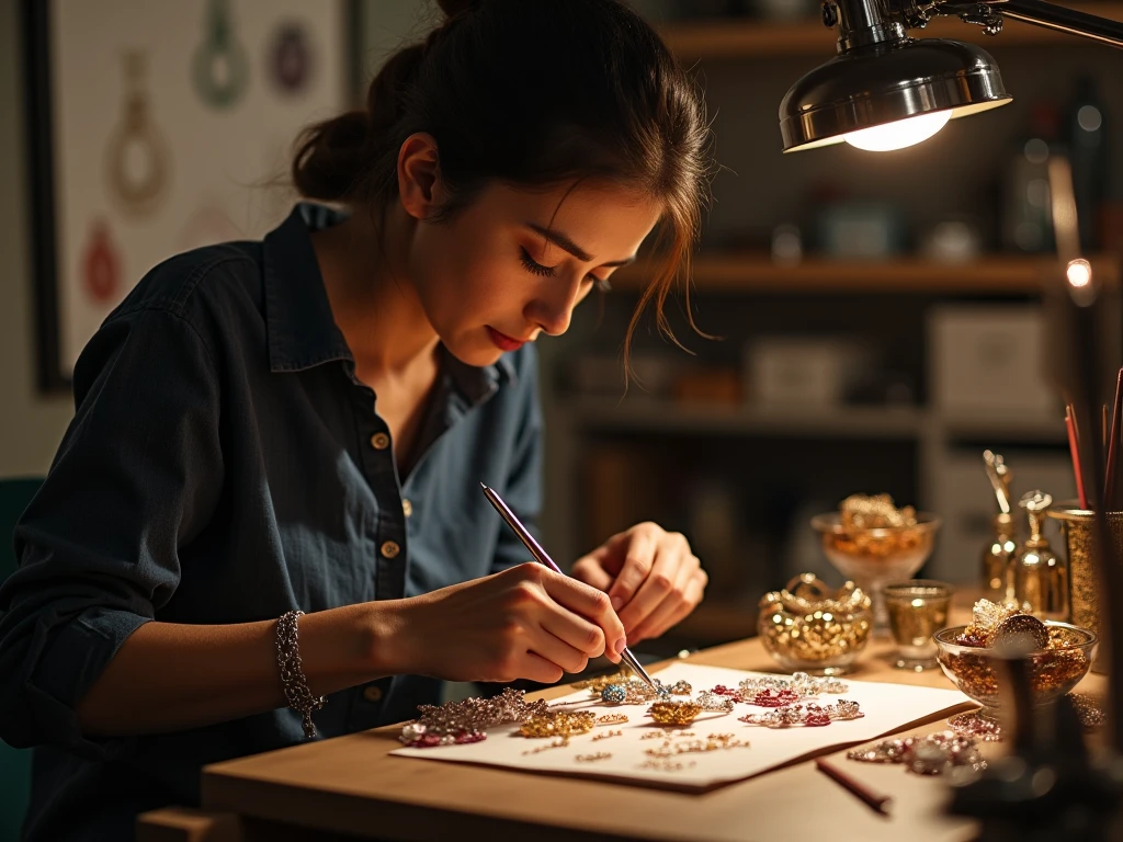 Artisan crafting luxury jewelry with precision